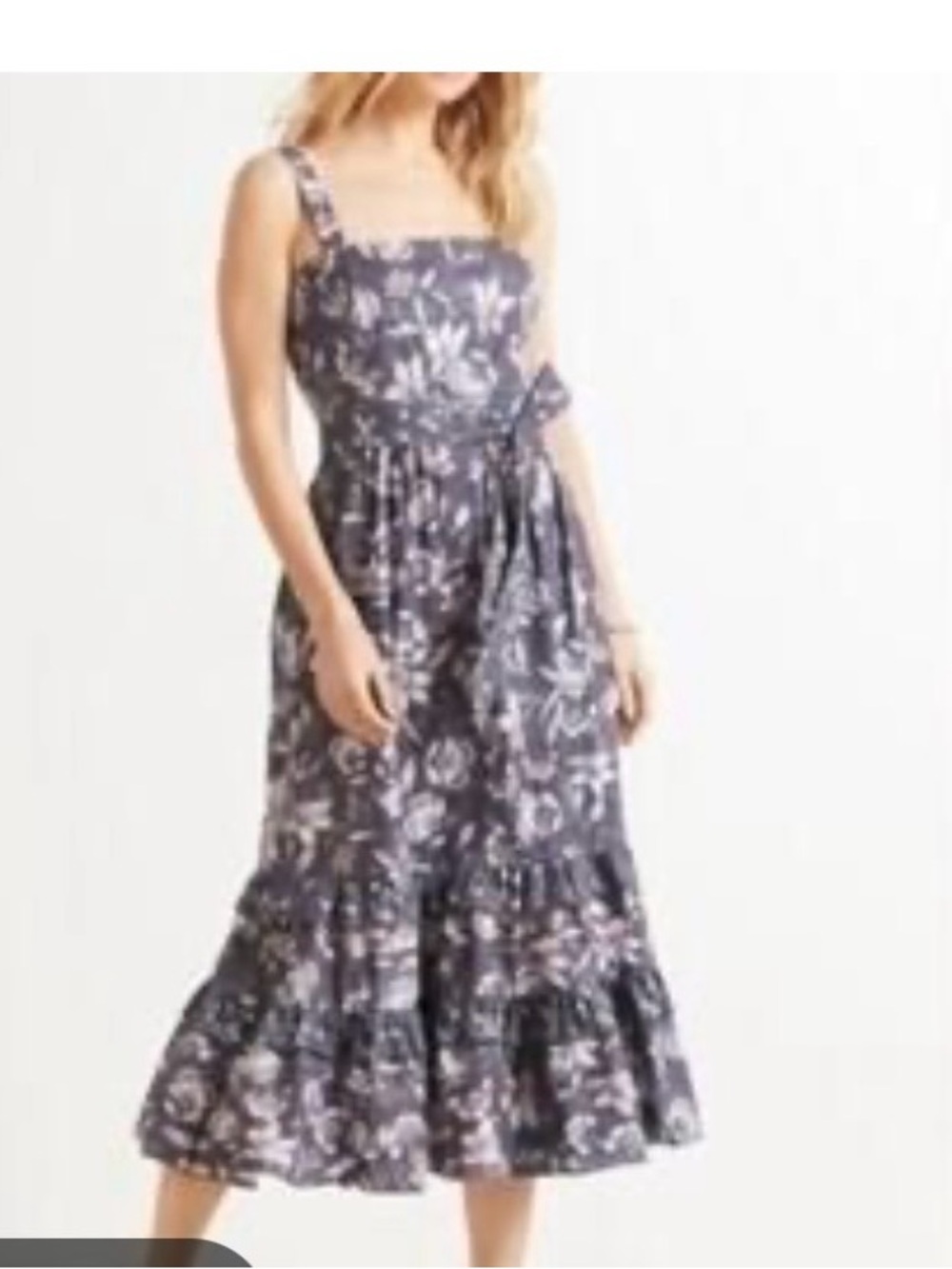 Roan+Ryan floral sleeveless Midi Dress in Dark Gray summer cottage core